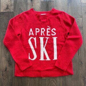 Cupcakes and Cashmere Après Ski Sweater Red White Graphic Pullover Size S